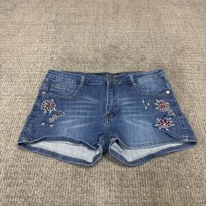 Harper Shorts Blue Floral Embroidered Pockets Women’s Size 10